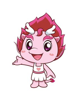 卡通可愛(ài)小龍妹做邀請(qǐng)動(dòng)作