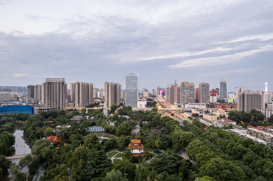 河南洛阳城市风光建筑航拍