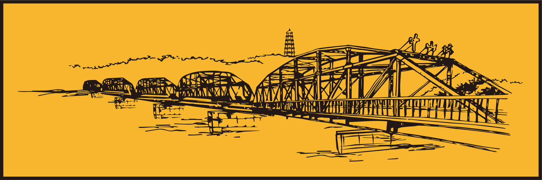 兰州中山大桥插画