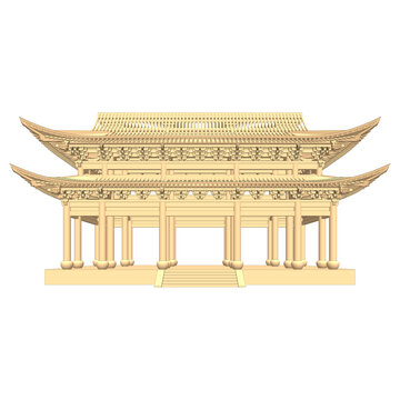 大殿木結(jié)構(gòu)立面效果