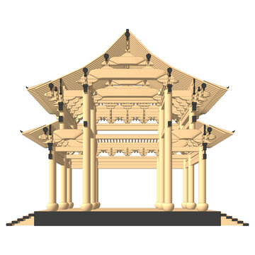 大殿木結(jié)構(gòu)剖面效果
