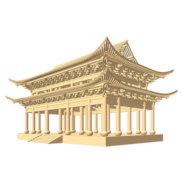 大殿木結(jié)構(gòu)軸測效果