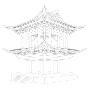 閣樓木結(jié)構(gòu)軸測(cè)線稿