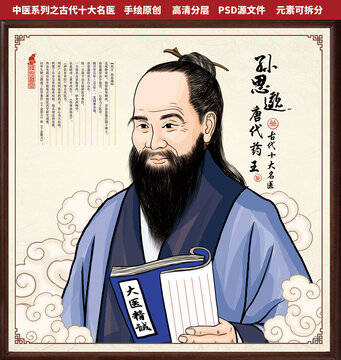 古代十大中醫(yī)之孫思邈肖像