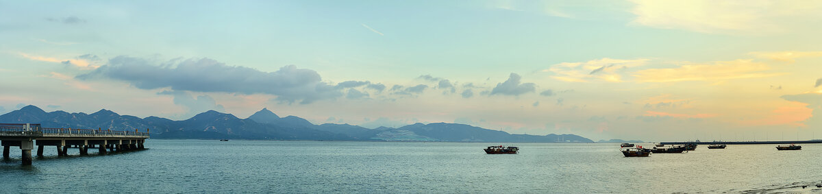 港口夕阳全景照片