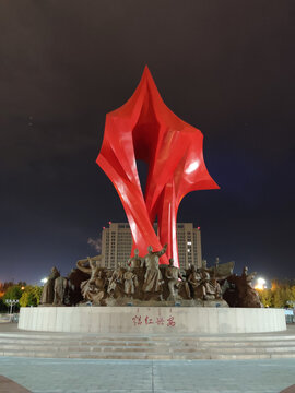 兴安盟怡红广场蒙族生活雕塑