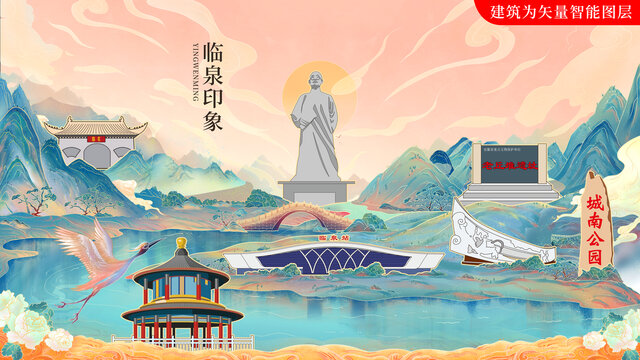 臨泉縣國潮中國風地標建筑