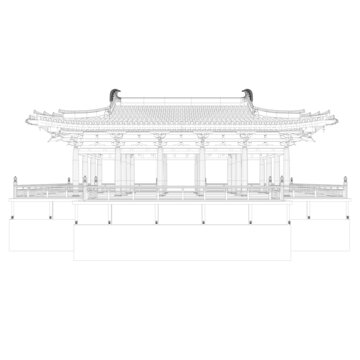 大明宮水榭立面線稿