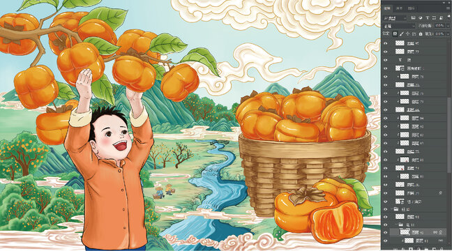 柿子插畫