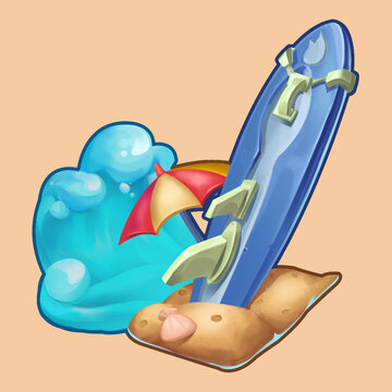 沙灘上的沖浪板