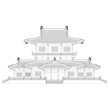 宣政殿偏殿正立面線稿