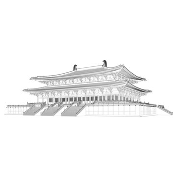 宣政殿軸測(cè)線(xiàn)稿