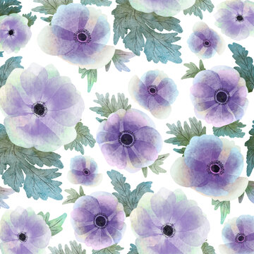 紫色水彩家纺面料设计