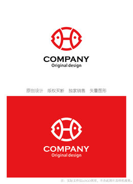 H字母logo双鱼logo