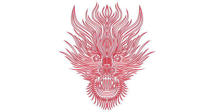 龍抽象畫線描