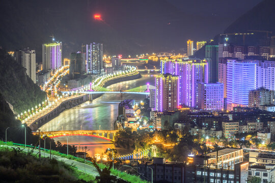 四川石棉县城夜景