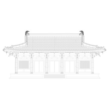 紫辰門正立面線稿