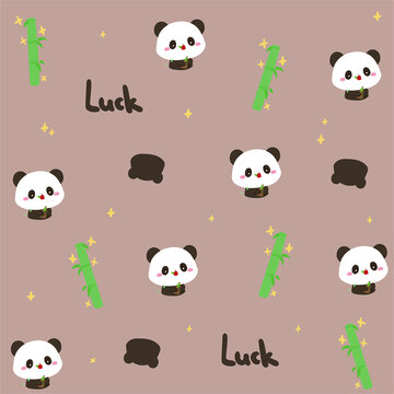 卡通熊貓滿印矢量圖