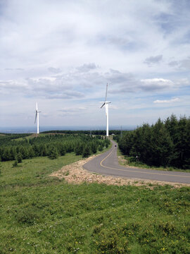 草原上一条通往山顶的公路