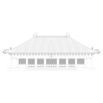 單檐廡殿正立面線稿