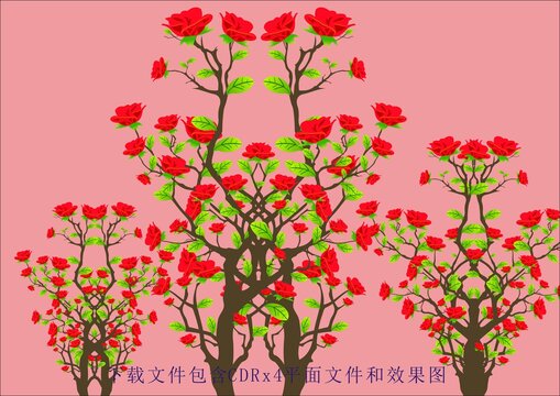 矢量玫瑰花植物月季樹葉森林