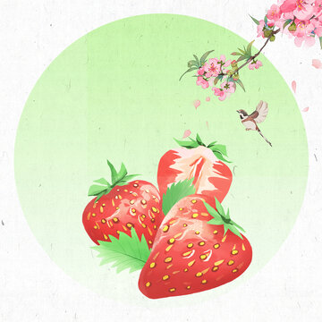 草莓立春24节气插画