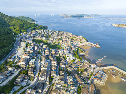 航拍福建平潭岛北港村