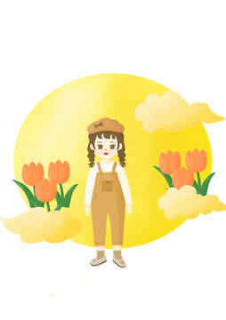 可愛女孩插畫設(shè)計(jì)