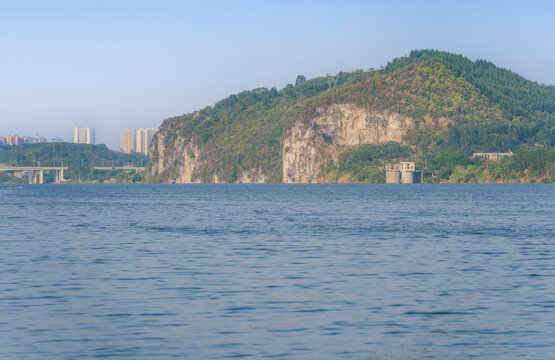 广西柳州柳江河流山水风光