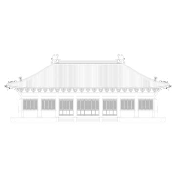單檐廡殿正立面線稿