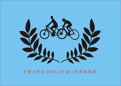 騎行圖標樹葉公路車圖標
