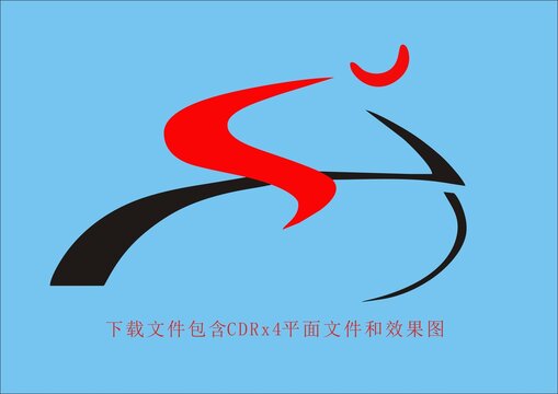 抽象剪影單車騎行圖