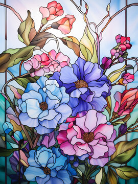 琺瑯彩移門玻璃花朵