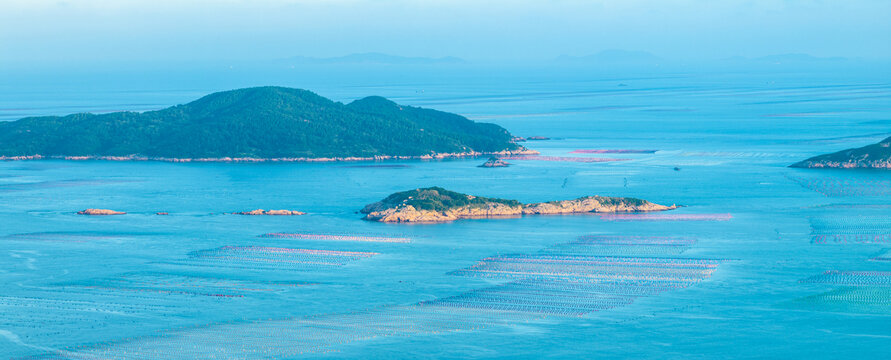 航拍福建霞浦海山夕阳晚霞