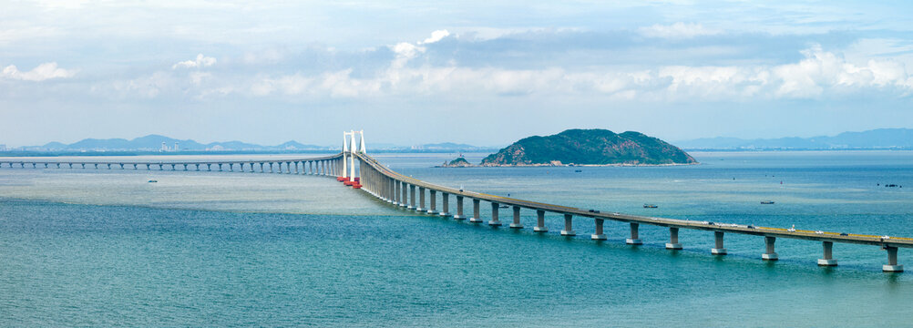 航拍廣東汕頭南澳大橋