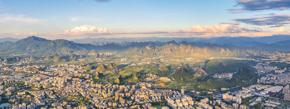 航拍桂林城区全景