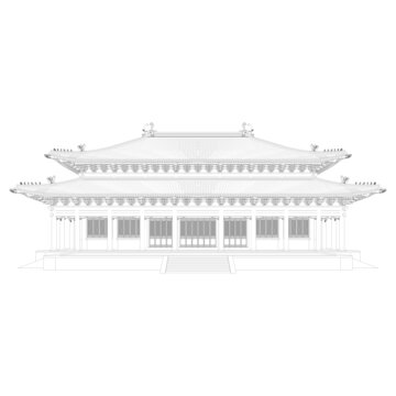 重檐廡殿立面線稿