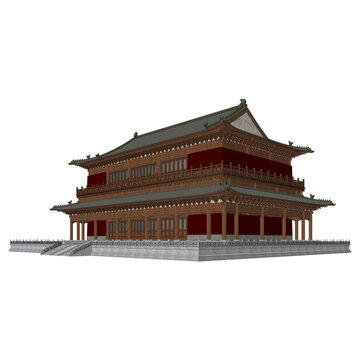 歇山樓閣軸測效果