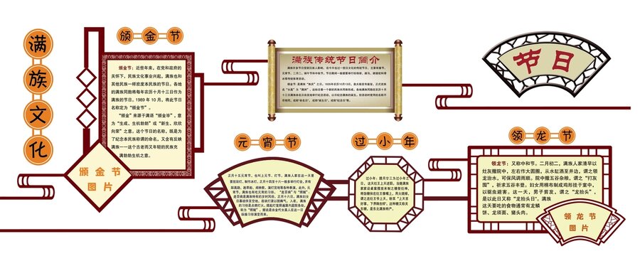 满族节日文化墙雕刻