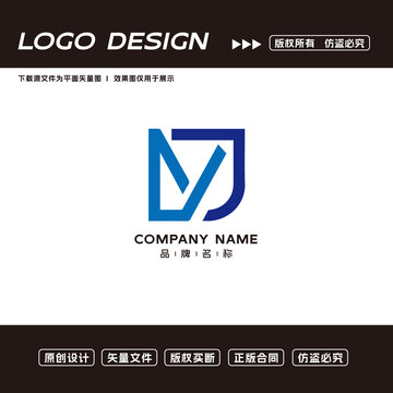 YJ字母logo标志