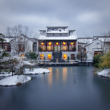 杭州西溪悦榕庄雪景