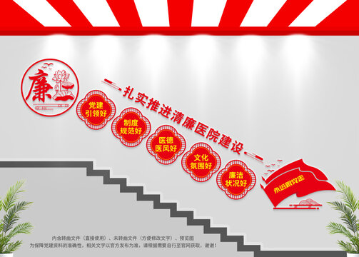 五好廉潔醫(yī)院樓梯文化墻