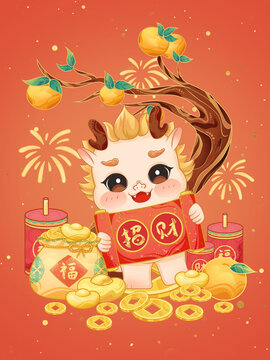 龍年國潮喜慶春節(jié)新年金龍招財