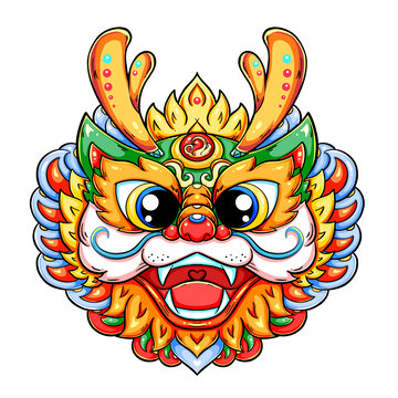 國潮中國龍年正面龍頭