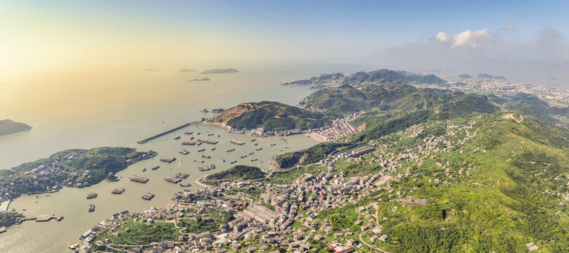 航拍浙江溫州石塘半島漁港