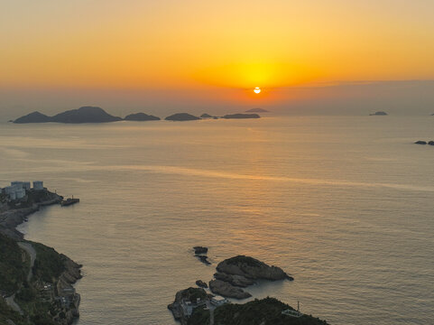 中国浙江温州石塘半岛海上日出