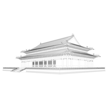 重檐歇山軸測線稿
