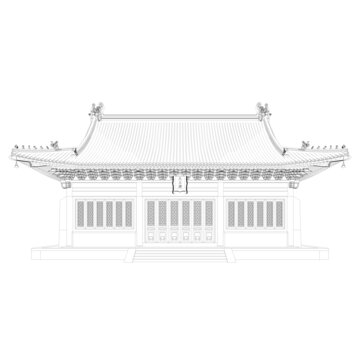 彩繪歇山立面線稿
