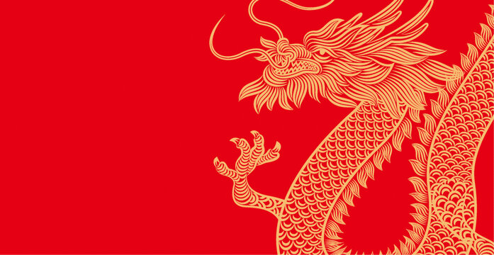 龍線描裝飾背景