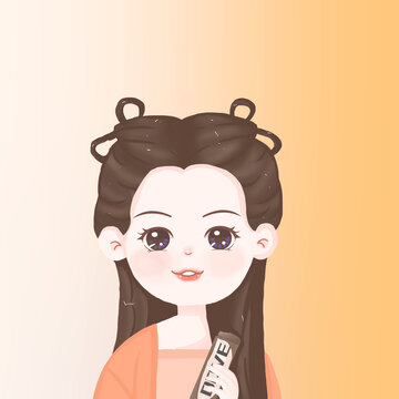 古風(fēng)女孩頭像插畫